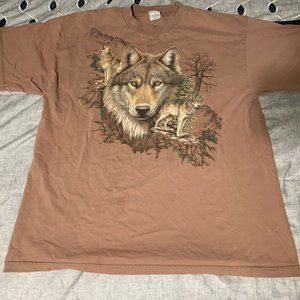 Vintage T-Shirt Wolf Tan Made In USA Size 2XL